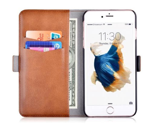 Custodia in Pelle con Portadocumenti per iPhone 6S/6 Marrone